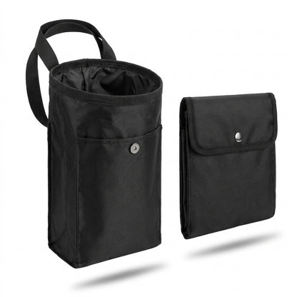 Cubo de basura plegable para coche - vista abierta y plegada